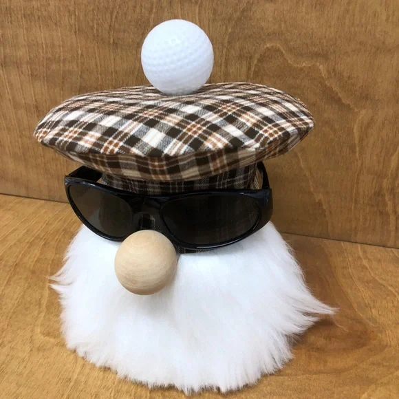 Golf Gnome Scottish Tam Brown Plaid Pro Ball Sunglasses Gift Sports Gift - Picture 2 of 3